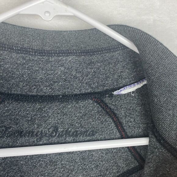 Tommy Bahama Sweater Mens Large Black 1/4 Zip Mock Neck Pullover - Picture 9 of 9